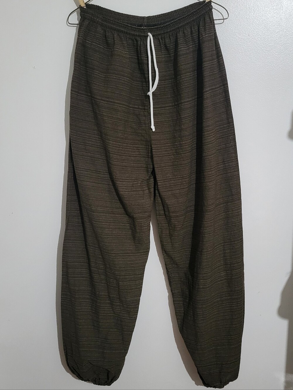 100% Cotton Lightweight Pants Brown Stripe OS Fits Like S/M
